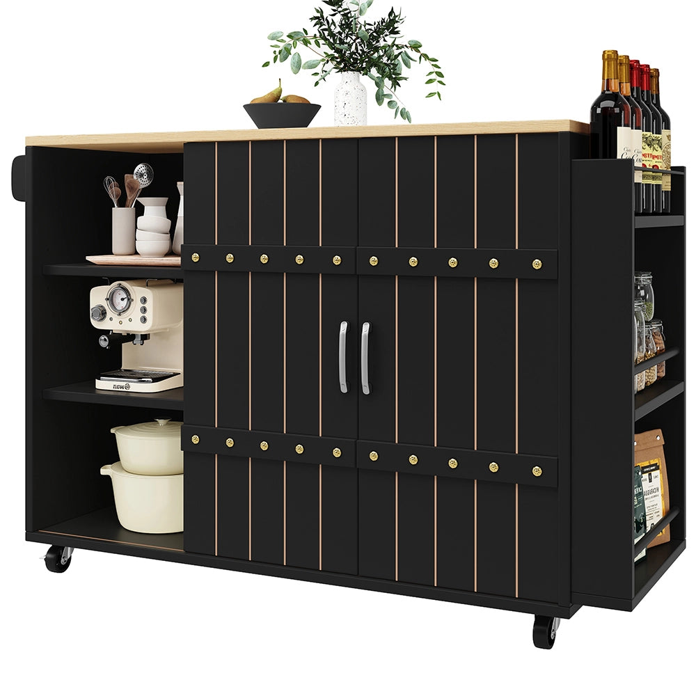 Isola cucina - Xylo - porte scorrevoli porta-spezie nero