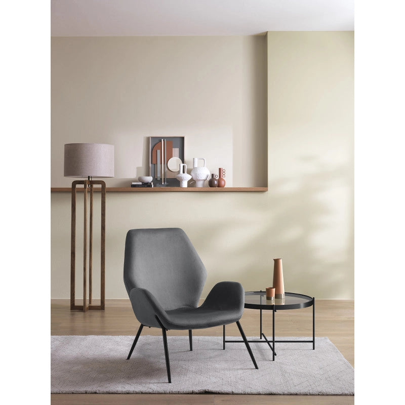 Poltrona rivestita in velluto Gambe metallo verniciato Brandy 73cm X 68cm H 85cm Stones