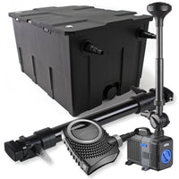 Set Filtro a 1 camera laghetto 60000l con Chiarificatore UVC 72W Pompa NEO10000 80W Fontana