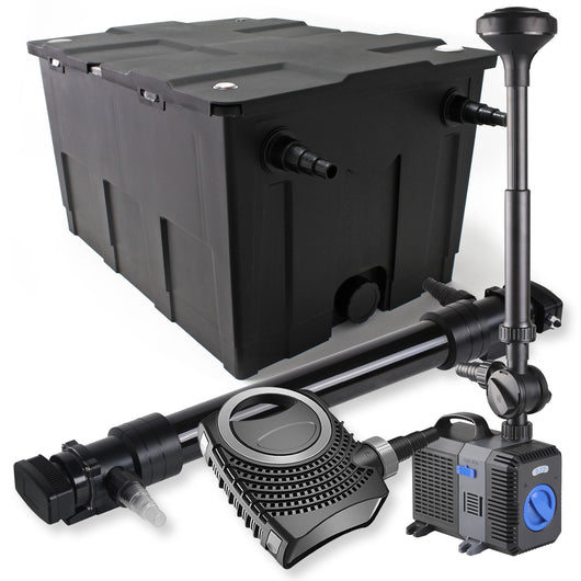 Set Filtro a 1 camera laghetto 60000l con Chiarificatore UVC 72W Pompa NEO10000 80W Fontana