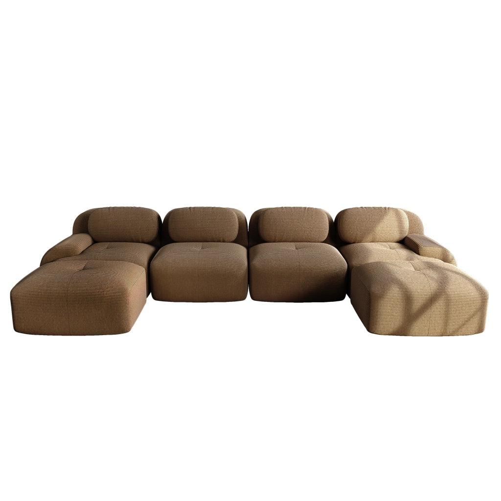 Divano angolare modulare senza montaggio; seduta ergonomica; in velluto a coste marrone 388 Ã— 178 Ã— 75 cm