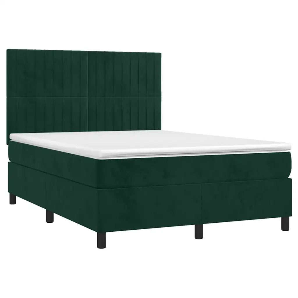 Giroletto a Molle con Materasso Verde Scuro 140x200 cm Vellutocod mxl 99842