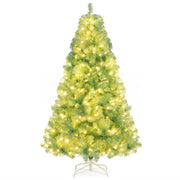 Albero di natale preilluminato alto 180 cm con 688 rami folti, Albero artificiale di 250 luci LED bianco caldo Verde-Alberi di Natale
