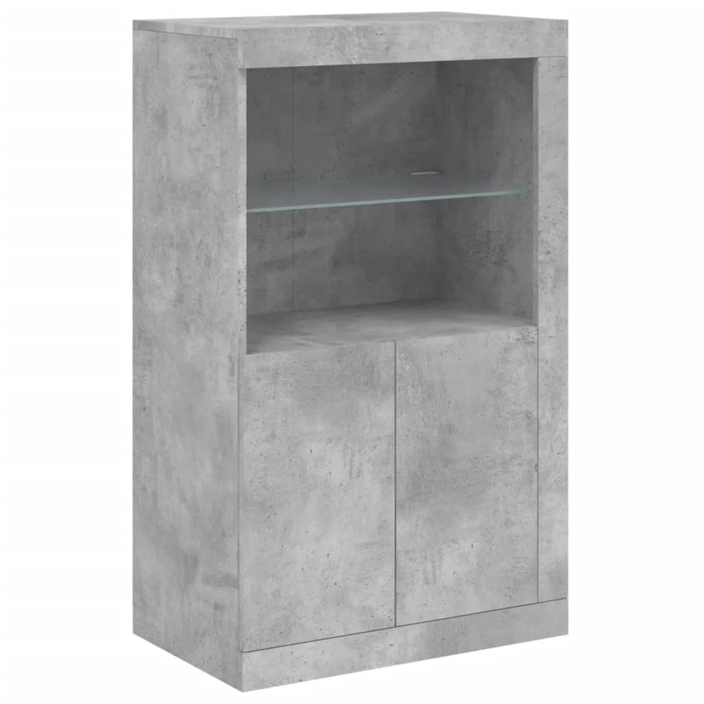Buffet credenza cassettiera armadio mobile contenitore organizer per cucina soggiorno salotto con luci LED 202 x 37 x 100 cm grigio 02_0029989