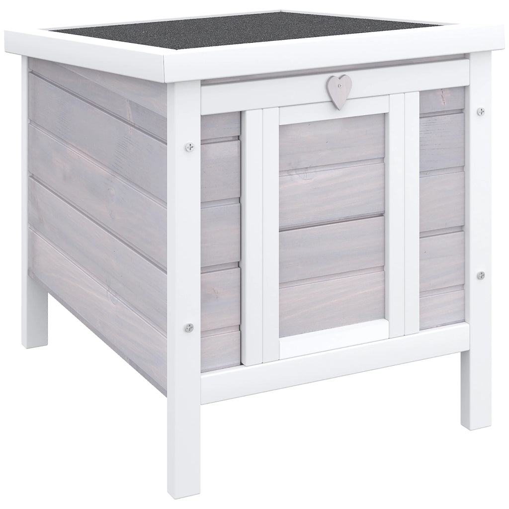 EasyComfort Gabbia per Conigli in Legno da Esterno con Tetto in Asfalto e Rampa Antiscivolo, 42x51x43cm, Grigia