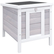 EasyComfort Gabbia per Conigli in Legno da Esterno con Tetto in Asfalto e Rampa Antiscivolo, 42x51x43cm, Grigia