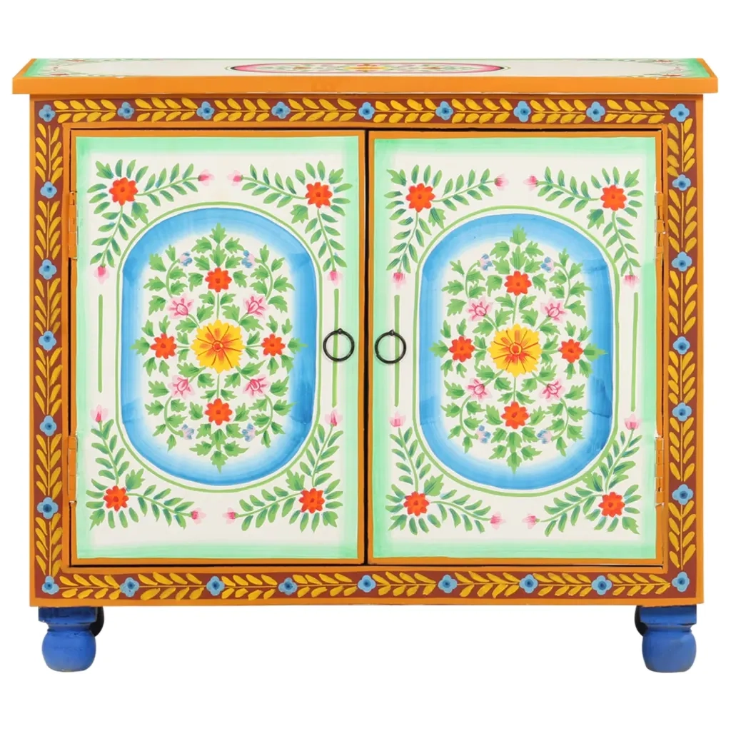 Credenza Dipinta a Mano 70x35x60 cm in Legno di Mango cod mxl 54783