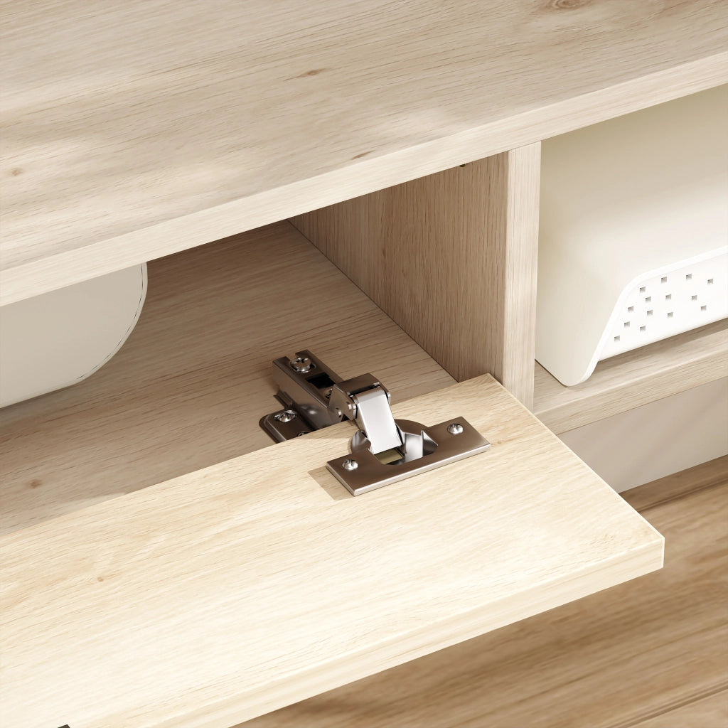 Mobile TV sospeso con cassetto e 2 ripiani ¨C Xylo ¨C Legno naturale 140x24x16 cm