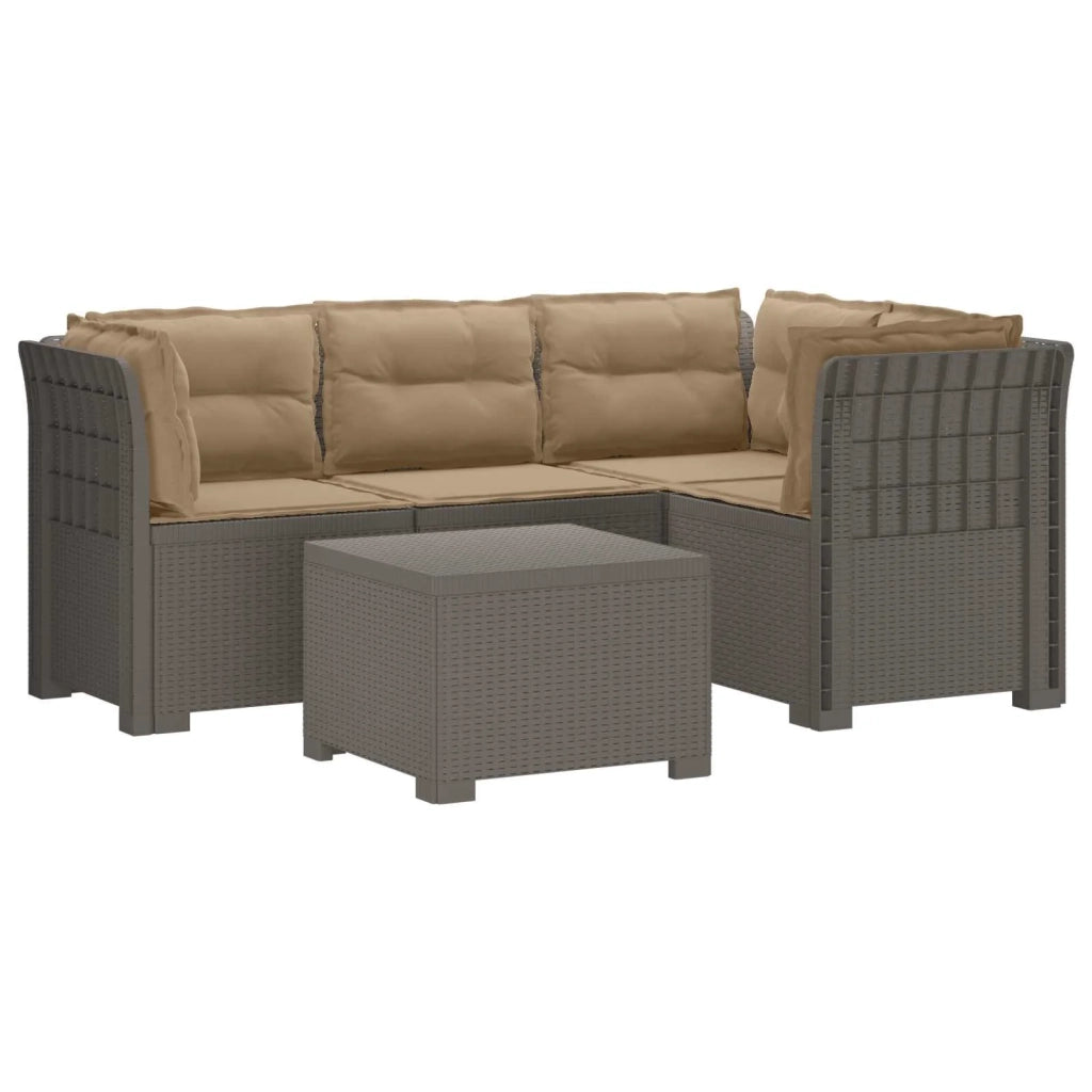 Divano da giardino 4 posti con cuscini aspetto rattan PP 3444028