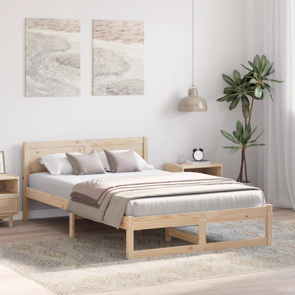 Letto Naturale Legno massello di pino 140 x 190 cm Letto
