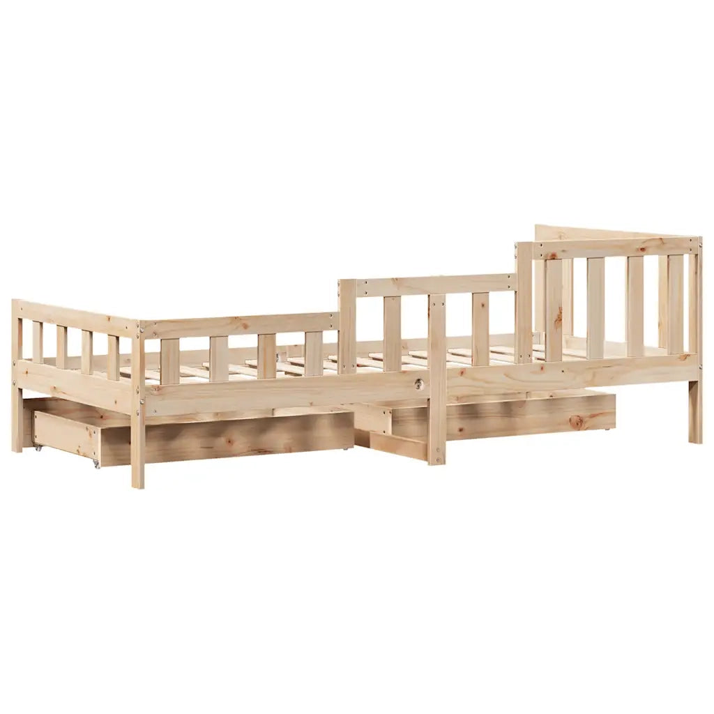 Dormeuse con Cassetti 90x190 cm in Legno Massello Pino