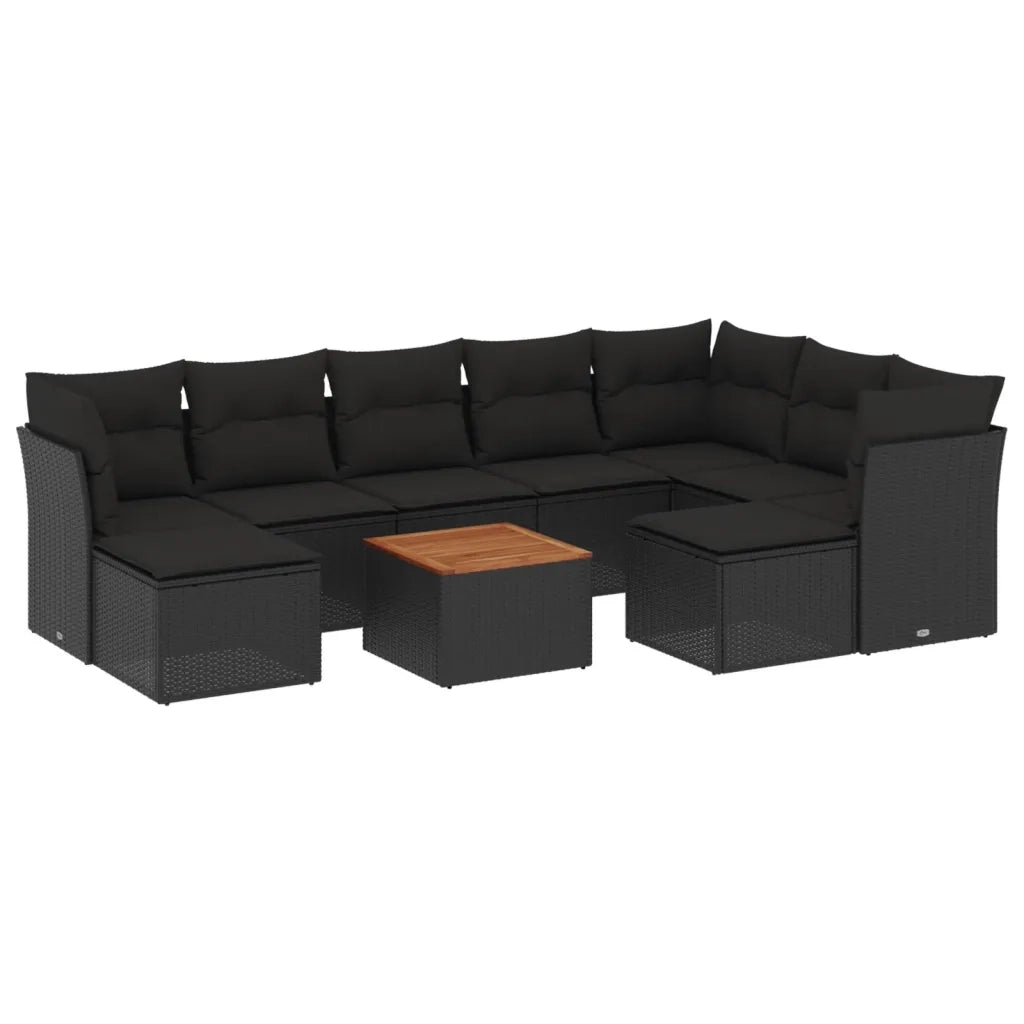 Set Divani da Giardino 10pz con Cuscini in Polyrattan Nerocod mxl 114862