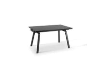 E-STYLO Tavolo allungabile con top marmo nero in ceramica e gambe in metallo bianco, 80cm X 140/200cm H. 76cm.
