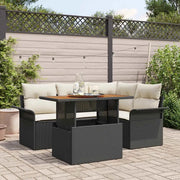 Set Divano da Giardino con cuscino 5 pcs Nero e crema 3349326