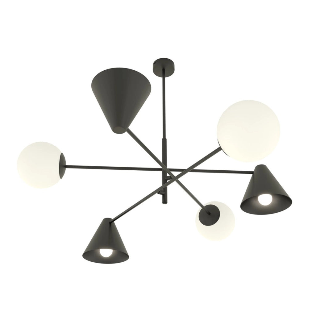 Lampada a sospensione HERMES in acciaio nero e vetro