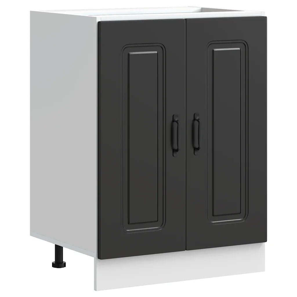 Pensile da cucina | Mobile base lavello Kalmar Nero 60x46x81,5 cm in Truciolato