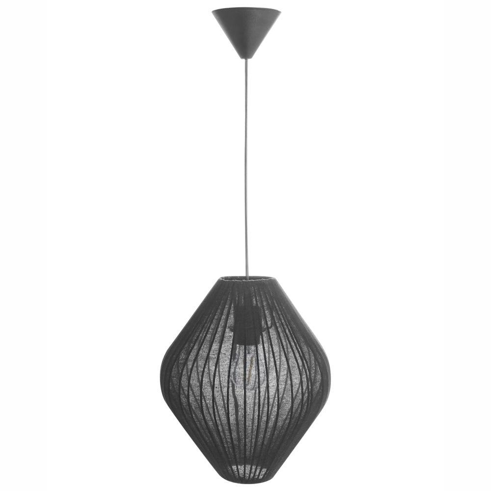 Lampada a sospensione con paralume in tessuto nero Design moderno Lampada da soggiorno