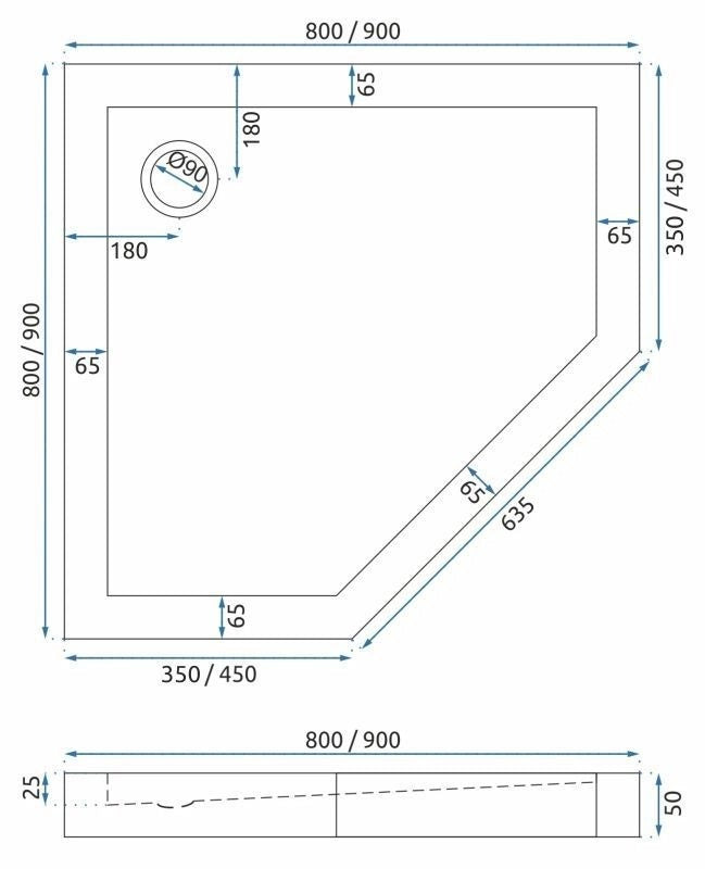 Cabina Doccia Diamond 90x90 Copper Brush con piatto doccia Diamond