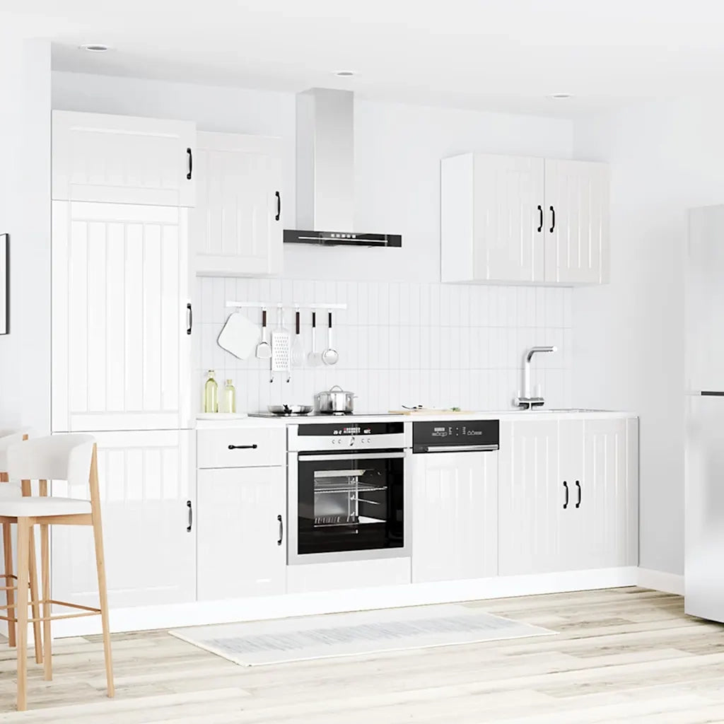 Set Mobili da Cucina 7 pz Lucca Bianchi Lucido in Truciolato 3314773