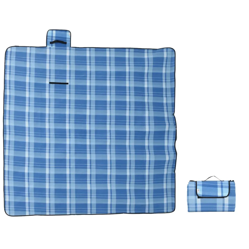 vidaXL Tovaglia da Picnic Pieghevole A Quadri Blu 200x200 cm Velluto