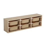 Mobile di stoccaggio per bambini con 6 contenitori colorati, beige