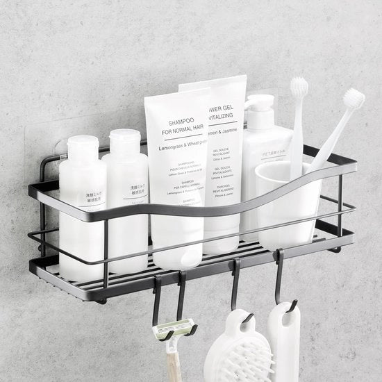 Pannello doccia - Organizzatore autofissante per la stanza da bagno - 1 pezzo - Nero