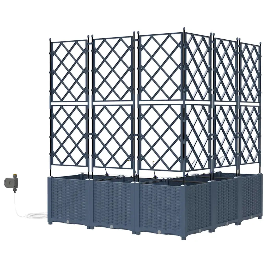 Vaso da giardino 5 pz-Set di 5 Fioriera da Esterno-Contenitore per Piante Grigio Acciaio