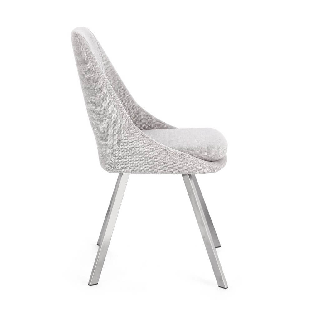 Set di 2 Sedie Imbottite in Tessuto con Gambe in Acciaio - GRIFFIN