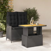 Set da Pranzo da Giardino 2 pz con Cuscini Nero in Polyrattancod mxl 114428