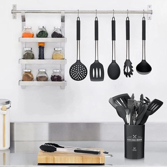 Set di cottura in silicone senza grasso, insieme di utensili da cucina - 15 pezzi