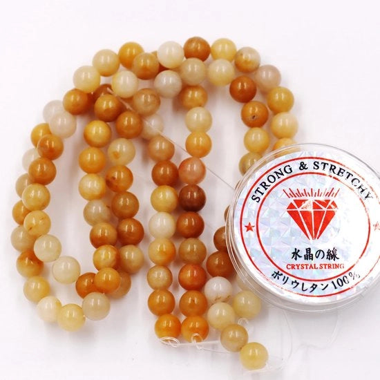 Kralen con corda per la realizzazione di accessori personalizzati Pietre decorative per DIY Armband energetico 4 mm = 180 pezzi e 1 rotolo di corda Aventurino arancione 4 mm