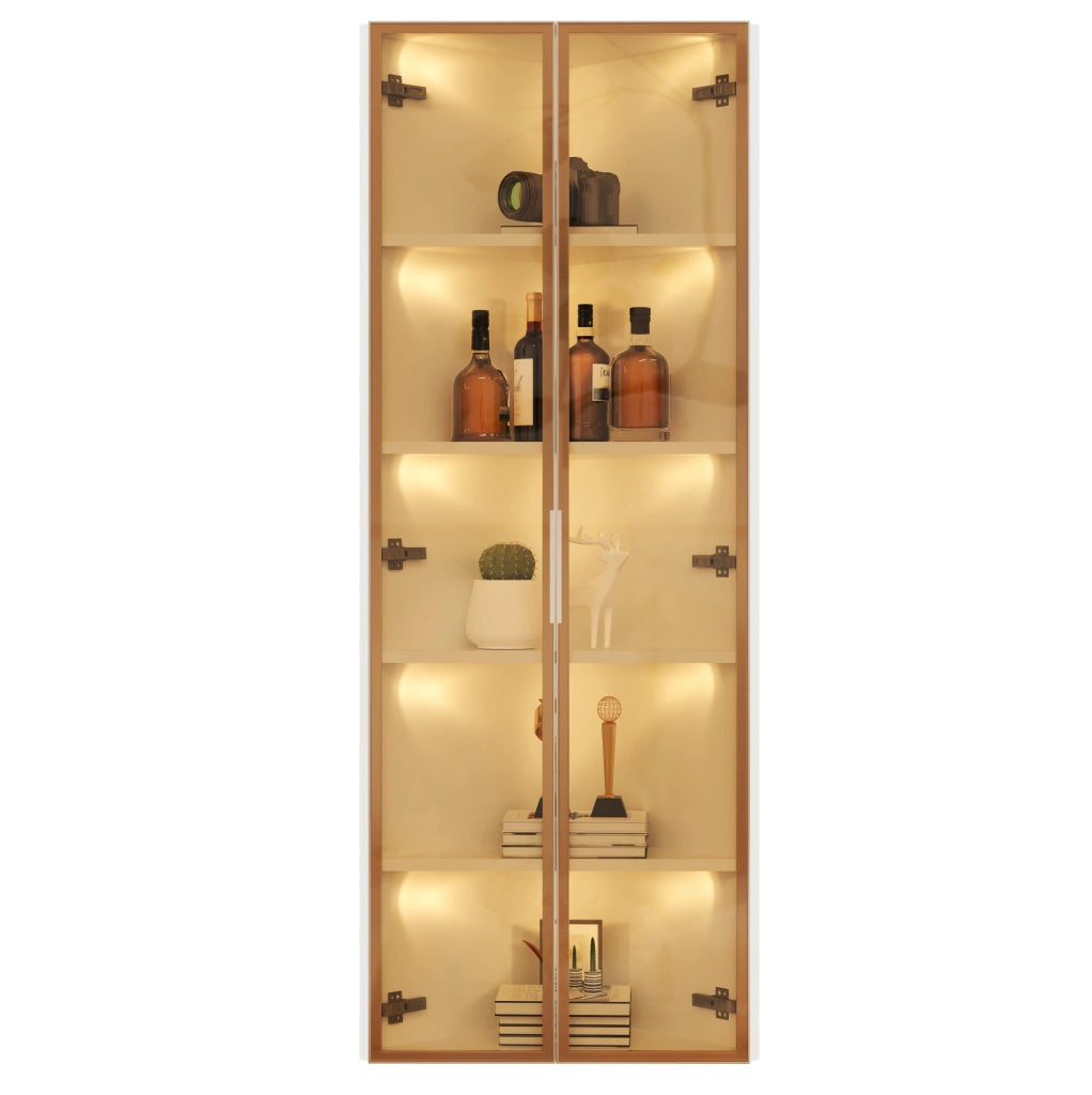 Vetrina angolare bianca con LED 62 x 35 x 160 cm