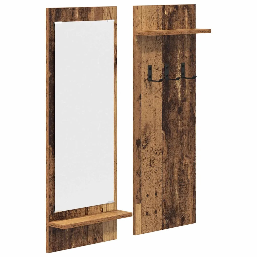 Appendiabiti a muro con specchio Legno vecchio 70 x 10 x 90 cm CFW7991613