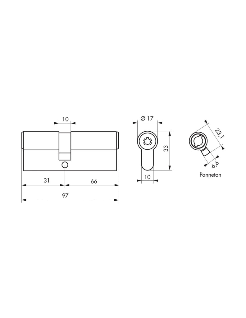 Cilindro europeo SURVEYOR 31 x 66 mm, 4 chiavi – THIRARD