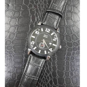 Trade Shop - Orologio Polso Zcc Z002 Uomo Compass Automatico Data Cinturino Pelle Nero Nero -
