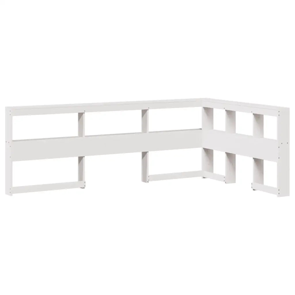 Letto Libreria senza Materasso-Struttura Letto con contenitore Bianco 140x200 cm Legno di Pino 417119