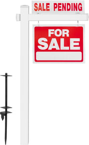 Segni paletti 183 cm, palo immobiliare in UPVC con palo in metallo, segno palo con staffe, supporto per scudo per vendita e noleggio di casa, supporto commerciale