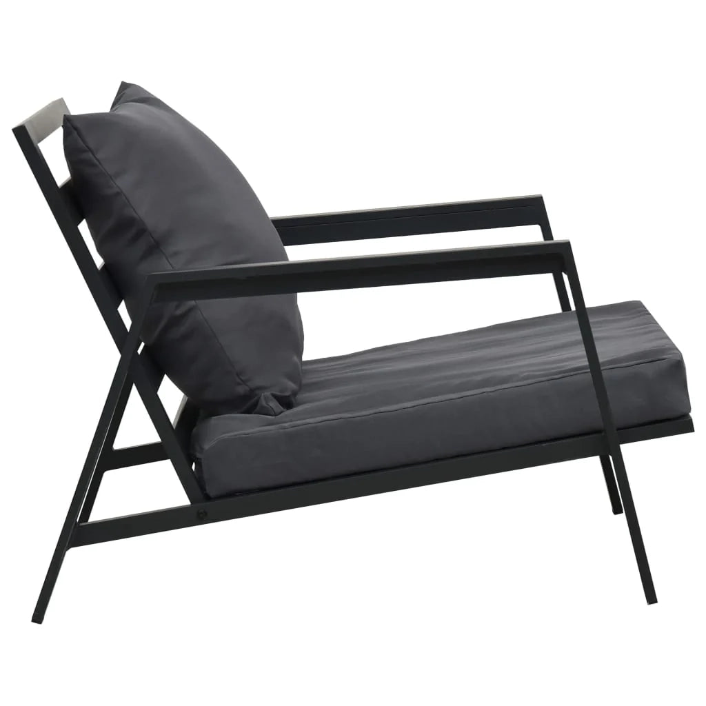 Set di mobili da giardino per esterni 4 pezzi con cuscini alluminio grigio scuro 02_0016078