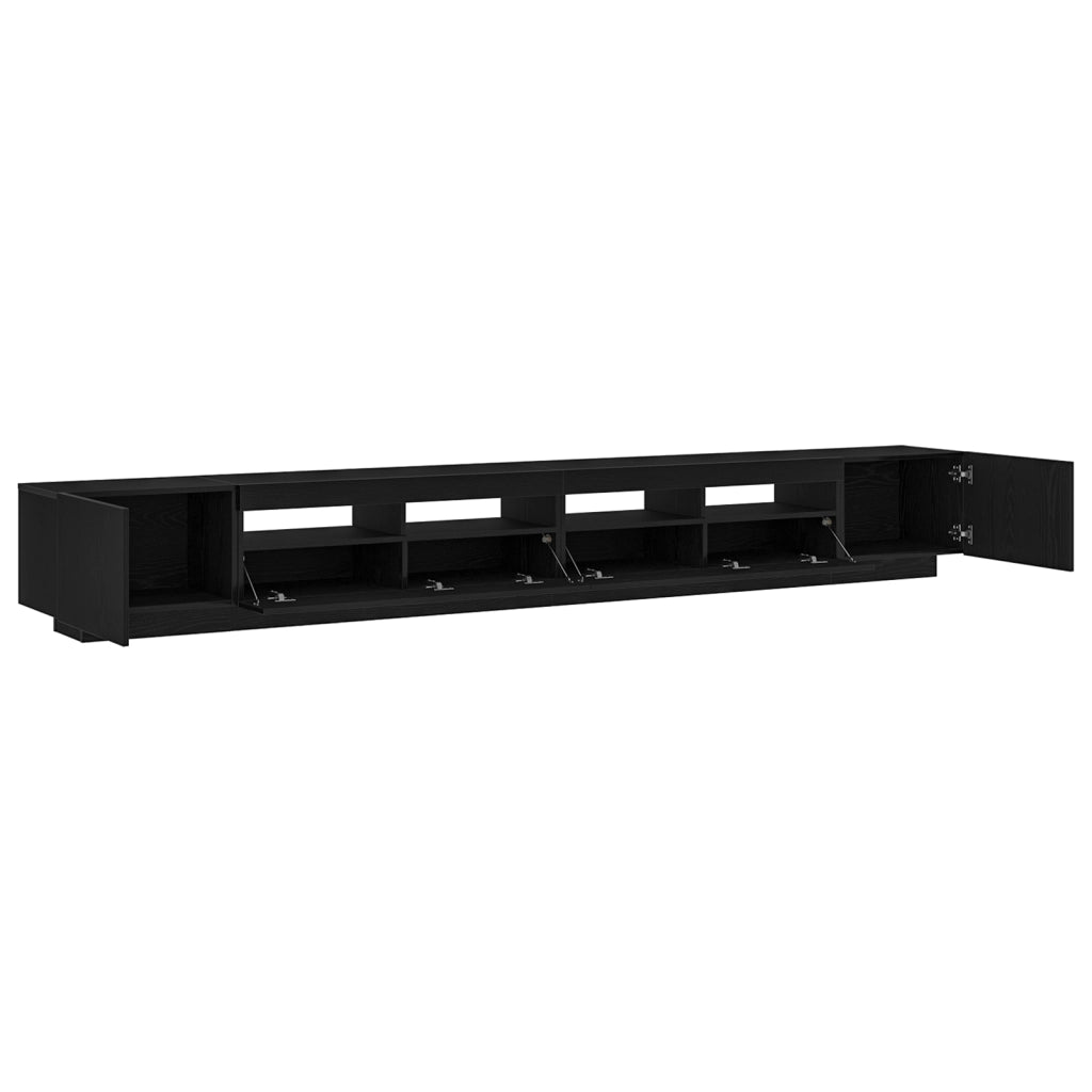 Mobile TV con Luci LED Nero Rovere 300x35x40 cm in Legno Ingegnerizzato