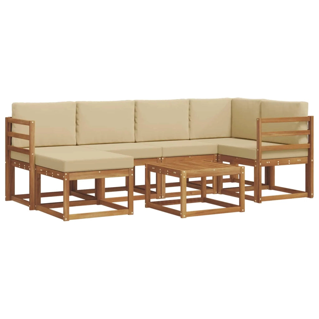 Set di divani da esterno con cuscino 7 pcs Naturale e Beige