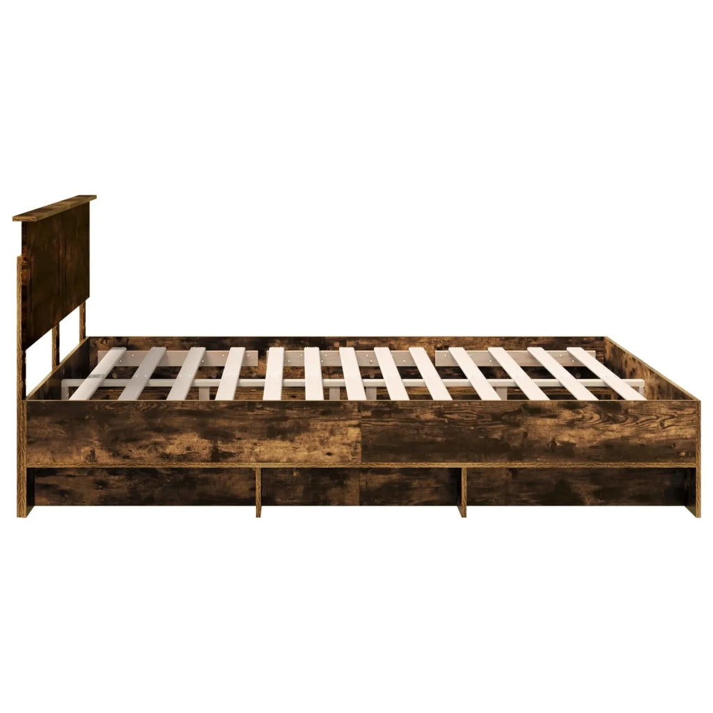Letto matrimoniale | Letto per adulti | Struttura del letto Rovere fum¨¦ 200 x 200 cm Legno multistrato