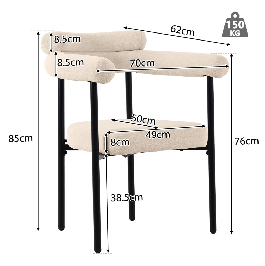 Poltroncina da pranzo beige con struttura in ferro