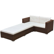 Set Divani da Giardino 3 pz con Cuscini in Polyrattan Marrone cod mxl 34807