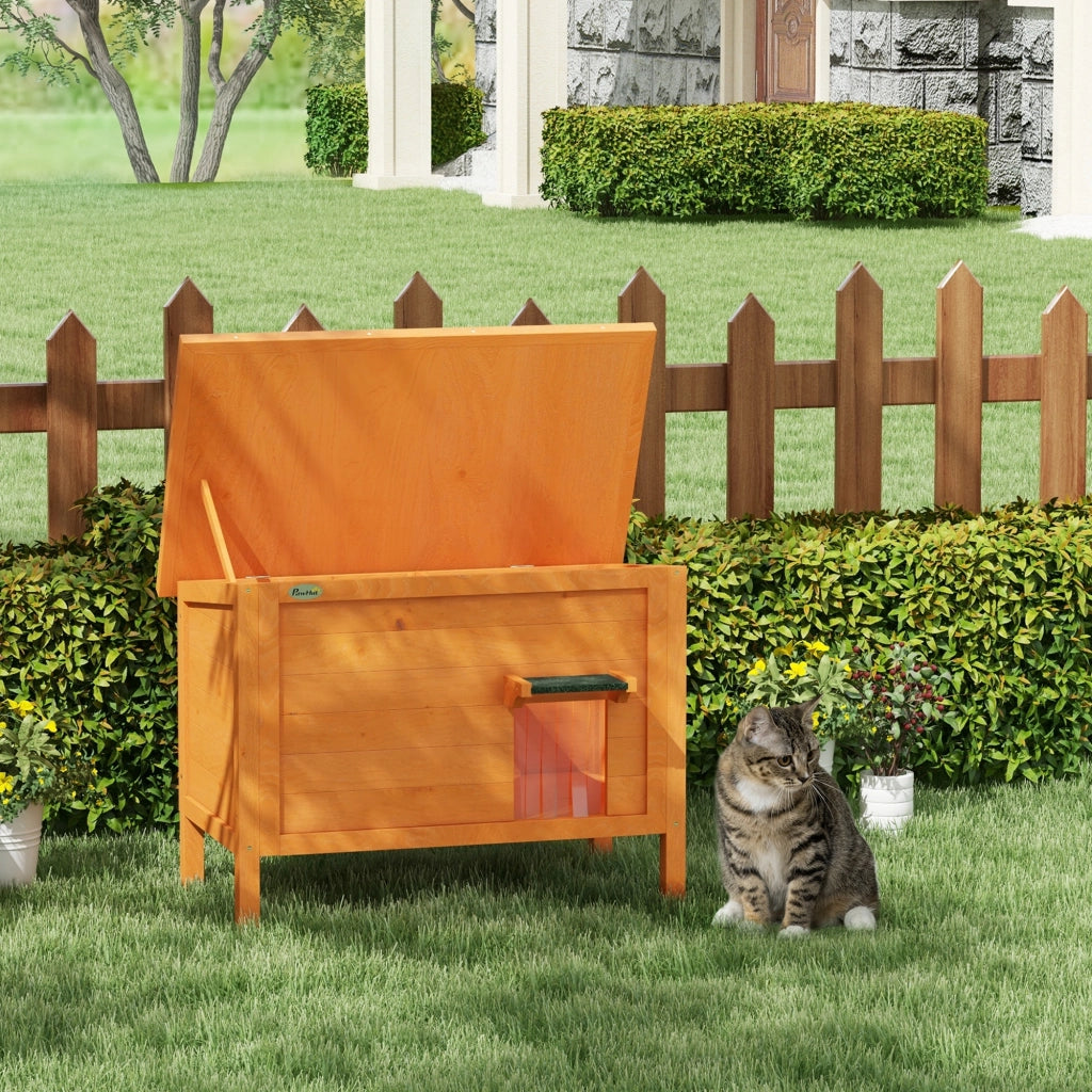 Casetta per Gatti da Esterno ¨C zephmum ¨C Arancione e Verde 85x50x68.5 cm