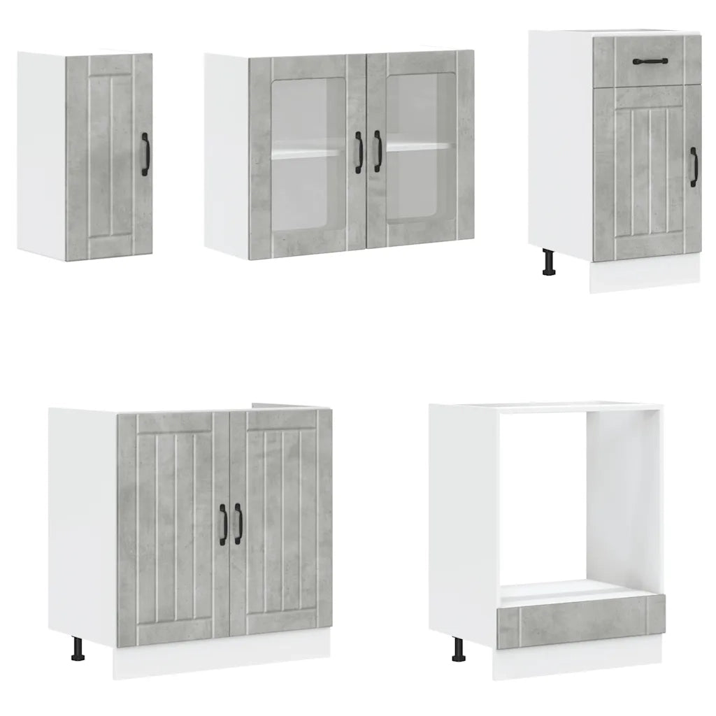 Set Mobili da Cucina 8 pz Kalmar Grigio Cemento in Truciolato