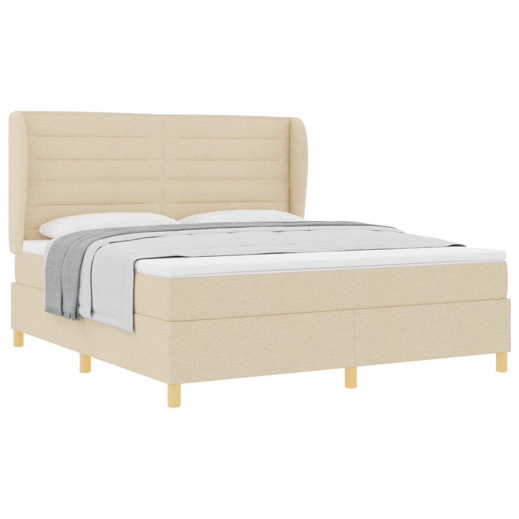 Letto a Box Spring con Materasso Panna 180x200 cm Tessuto