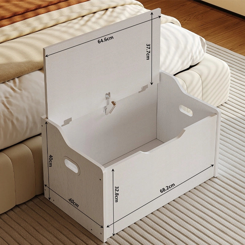Cassapanca contenitore in legno di grandi dimensioni - Bianca, stile loft, 68 cm