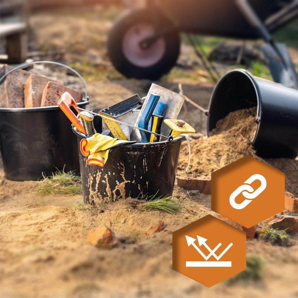 Secchio da costruzione KADAX da 16 litri, secchi in plastica resistenti per uso domestico e giardinaggio, confezione da 12 pezzi.