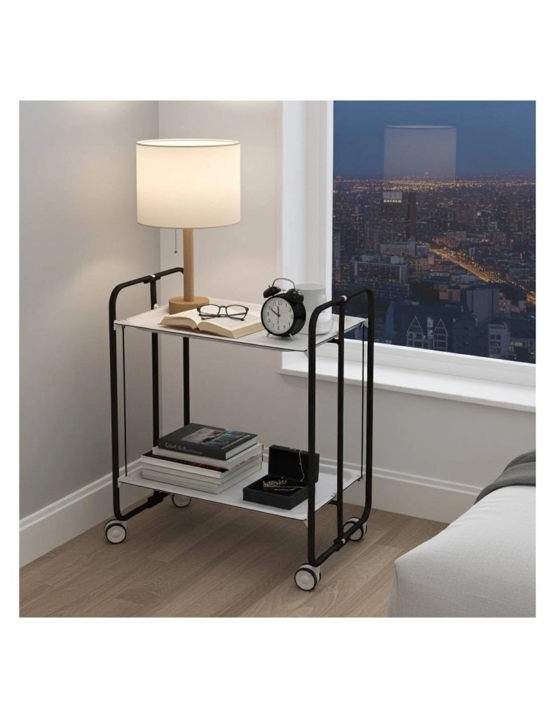 Carrello da cucina pieghevole nero con ruote BAUHAUS 2 ripiani