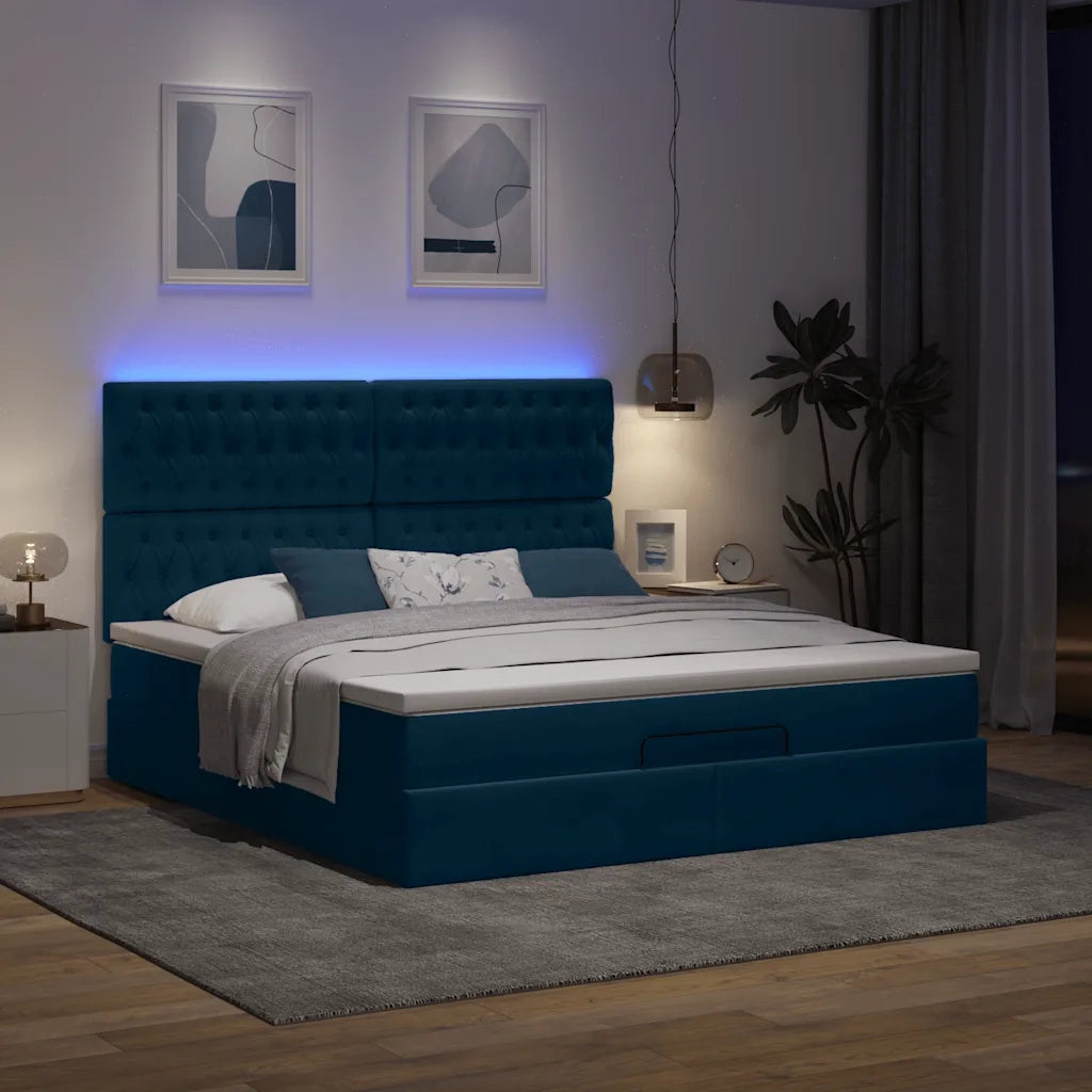 Struttura Letto Pouf con Materassi 180x200 cm Velluto 3314412